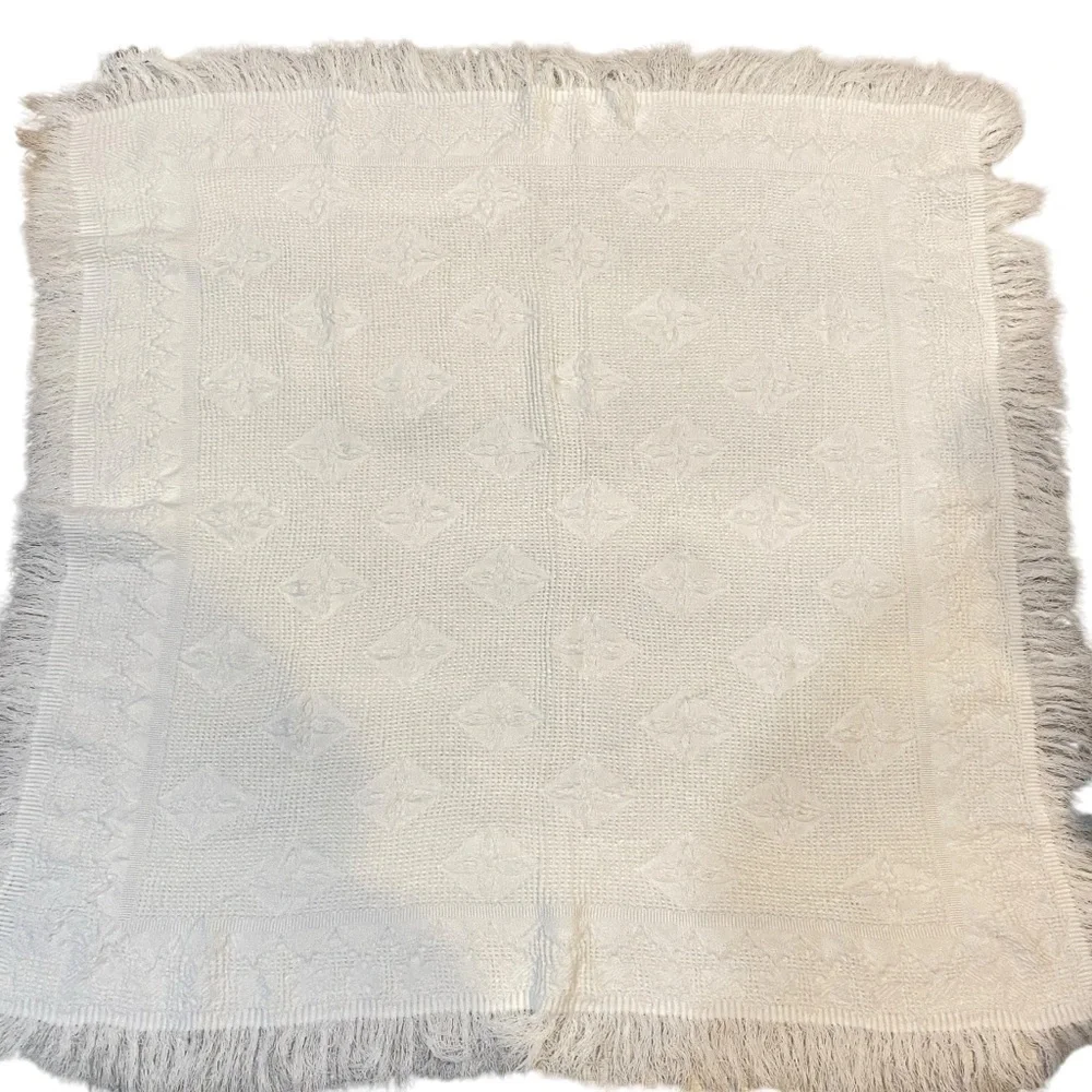 Gorgeous Hand knit White Throw Blanket or Baby Blanket - Square  40in